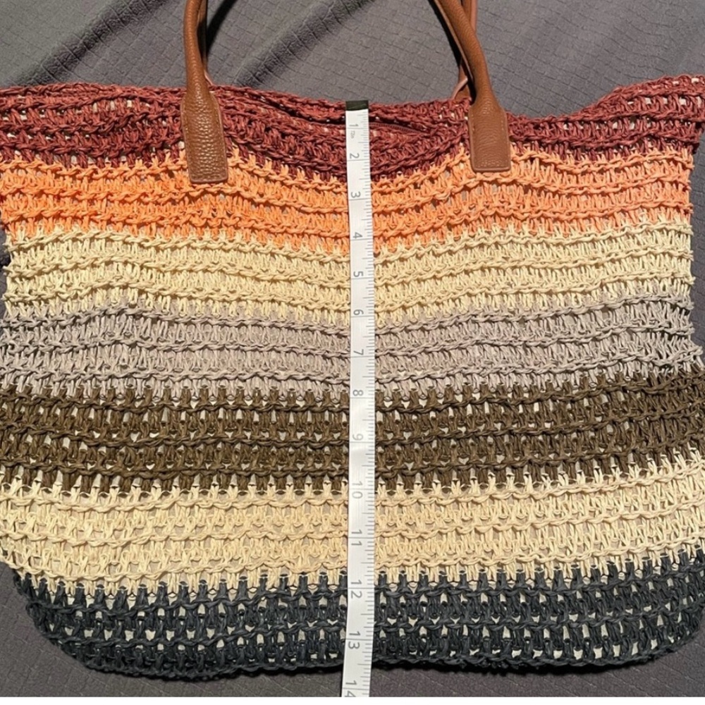 Merona Multi Colored Striped Boho Woven Straw Bag - Picture 6 of 15